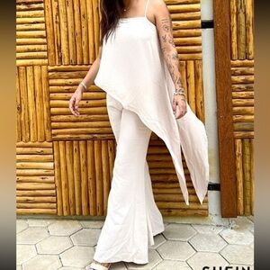 Asymmetrical Hem Cami Top & Wide Leg Pants